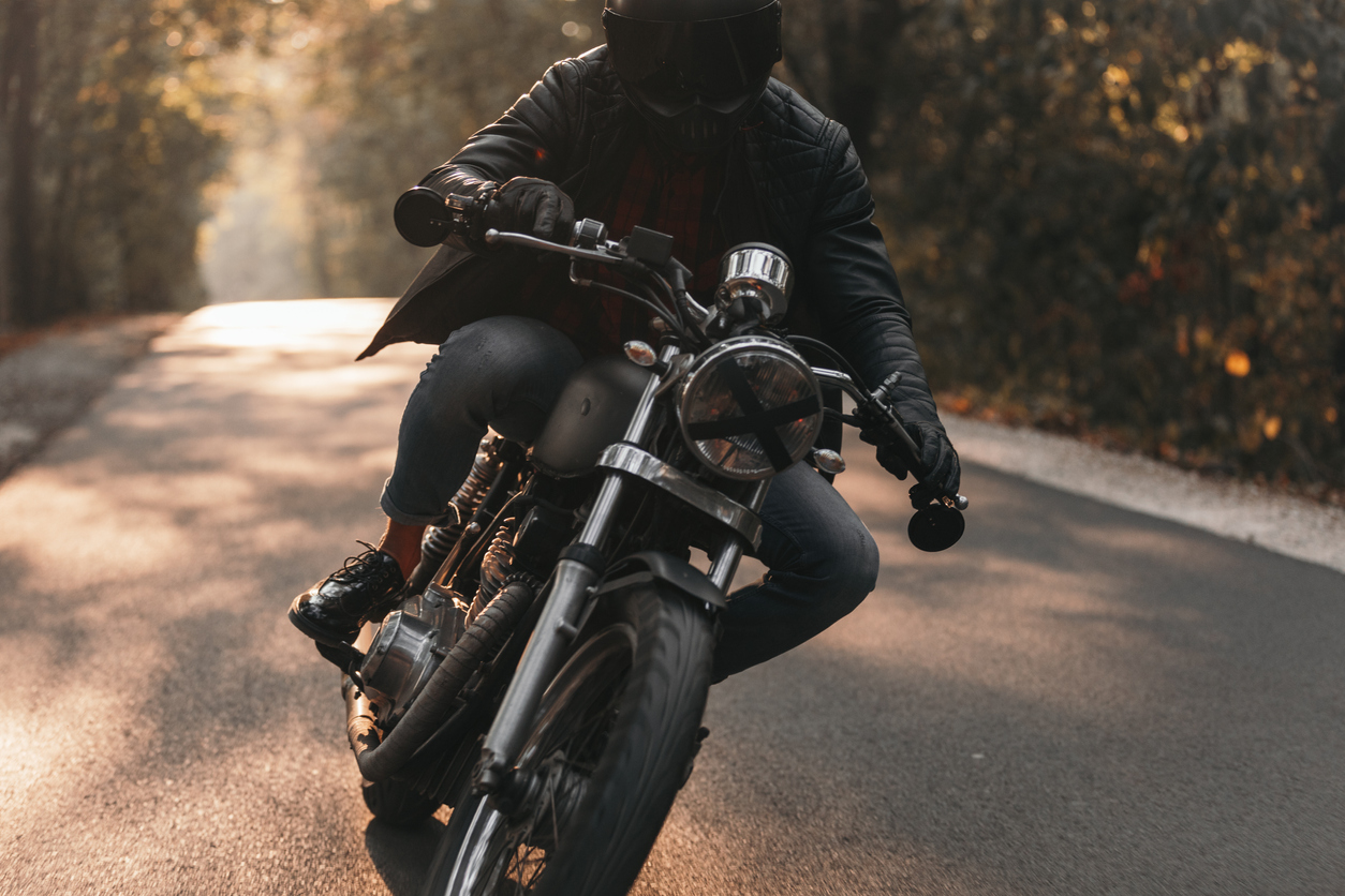 Motorcycle on a paved road.