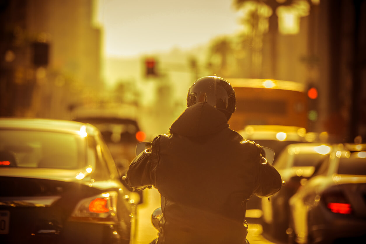 Motorcyclist in traffic